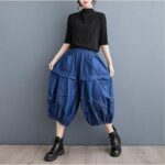 MengFan レディース デニムワイドパンツ