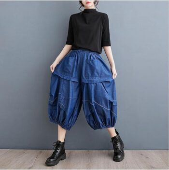 MengFan レディース デニムワイドパンツ